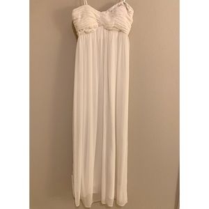 London Style Nights Long White Dress with Beading